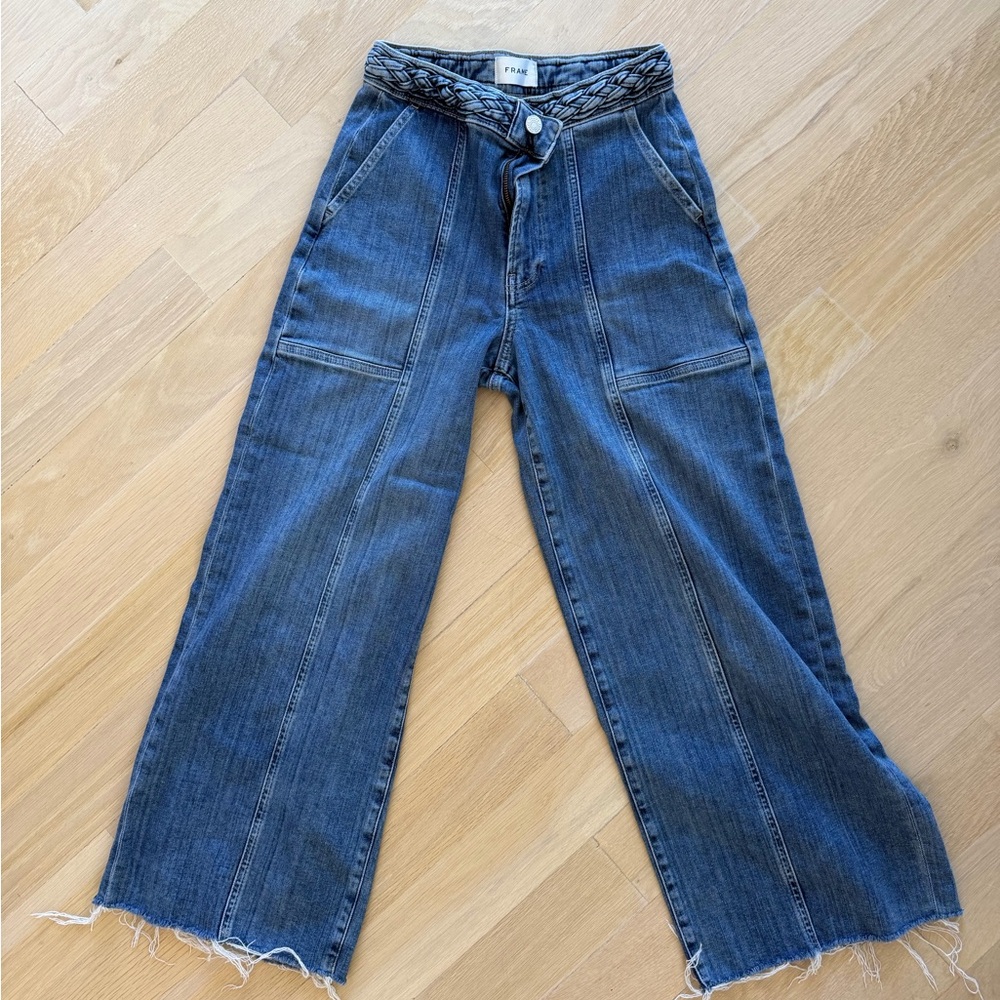 FRAME Braided Waistband Wide Crop Jean